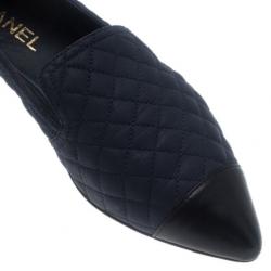 مملوكة مسبقًا حذاء شانيل سموكينج سليبر جلد مبطن أزرق مقاس 37.5