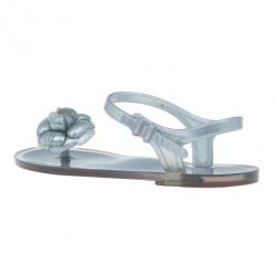 مملوكة مسبقًا Chanel Silver Camellia Jelly Sandals Size 38