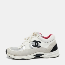 مملوكة مسبقًا Chanel Multicolor Suede And Leather CC Low Top Sneakers Size 39