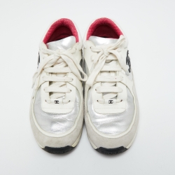 مملوكة مسبقًا Chanel Multicolor Suede And Leather CC Low Top Sneakers Size 39