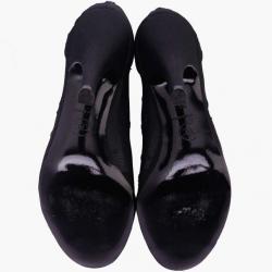 Chanel Black Mesh Bow Mid Calf Boots Size 36
