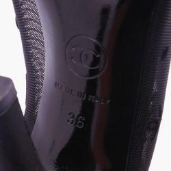 Chanel Black Mesh Bow Mid Calf Boots Size 36