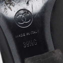 Pre Owned Chanel Dark Grey/Navy Blue Leather Cap Toe Block Heel Pumps Size 39.5