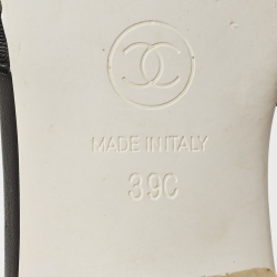 Pre Owned Chanel Black Leather and PVC Logo Slide Sandals Size 39