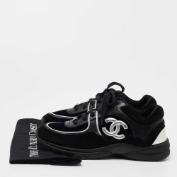 Pre Owned Chanel Multicolor Velvet and Leather CC Low Top Sneakers Size 41