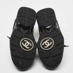 Pre Owned Chanel Multicolor Velvet and Leather CC Low Top Sneakers Size 41