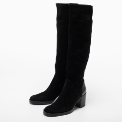 Chanel Black Suede Knee Length Boots Size 37