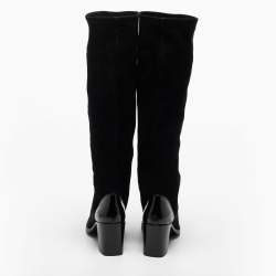 Chanel Black Suede Knee Length Boots Size 37