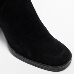 Chanel Black Suede Knee Length Boots Size 37