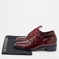Chanel Red Brogue Patent Leather Lace Up Oxfords Size 38.5