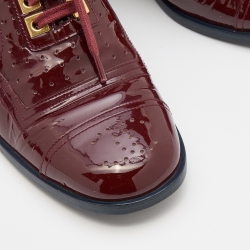 Chanel Red Brogue Patent Leather Lace Up Oxfords Size 38.5