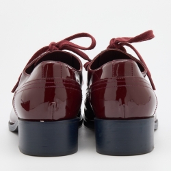 Chanel Red Brogue Patent Leather Lace Up Oxfords Size 38.5