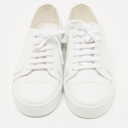 Pre Owned Chanel White Leather CC Low Top Sneakers Size 40 