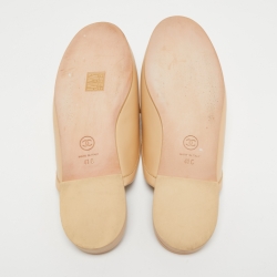 Chanel Beige Leather Interlocking CC Logo Mules Size 41