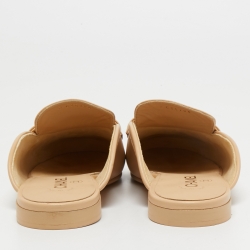 Chanel Beige Leather Interlocking CC Logo Mules Size 41