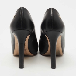 Pre Owned Chanel Black Patent and Leather Cap Toe Pumps Size 36.5