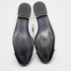Chanel White/Black Patent Leather and Fabric Cap Toe Ankle Length Bots Size 39