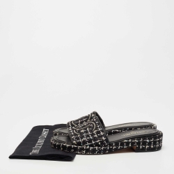 Chanel Black Tweed CC Slide Sandals Size 39