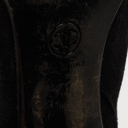 Chanel Black/Gold Suede and Leather Knee Length Boots Size 41