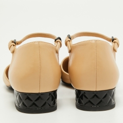 مملوكة مسبقًا Chanel Beige/Black Leather CC D'Orsay Ankle Strap Pumps Size 40