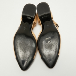 مملوكة مسبقًا Chanel Beige/Black Leather CC D'Orsay Ankle Strap Pumps Size 40