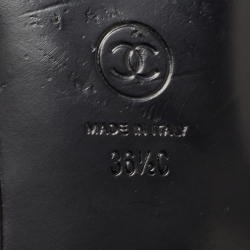 مملوكة مسبقًا Chanel Black Leather Bow CC Cap Toe Ballet Flats Size 36.5