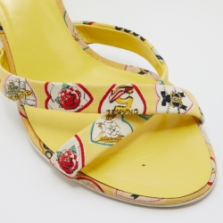 Chanel Multicolor Canvas Criss Cross Wedge Slide Sandals Size 40