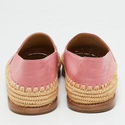 Chanel Pink Leather CC Espadrille Flats Size 39