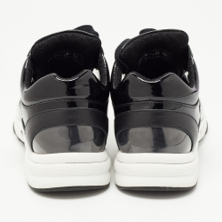 Pre Owned Chanel Black Leather and  PVC CC Lace Up Sneakers Size 38