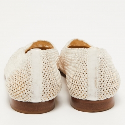 Chanel White/Black Crochet and Canvas CC Cap Toe Ballet Flats Size 39