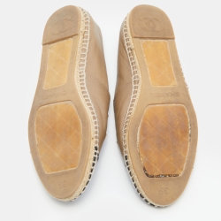 Chanel Beige/Black CC Cap Toe Espadrille Flats Size 39