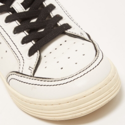Chanel White/Black Perforated Leather Logo Low Top  Sneakers Size 38
