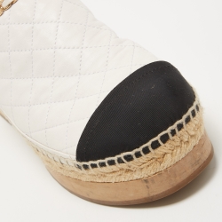 Chanel White/Black Quilted Leather Cap Toe Clogs Size 41
