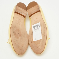 Chanel Yellow Leather Bow CC Cap Toe Ballet Flats Size 38