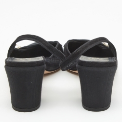 Chanel Black Suede and Canvas CC Slingback Pumps Size Size 38