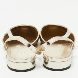 Chanel Gold/Black Canvas and Leather CC Slingback Sandals Size 36