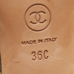 Chanel Gold/Black Canvas and Leather CC Slingback Sandals Size 36