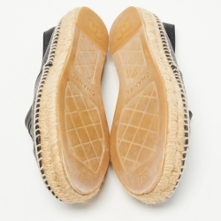Pre Owned Chanel Black Leather CC Espadrille Flats Size 37 