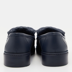 Pre Owned Chanel Blue Quilted Leather CC Turnlock Loafers Size 38