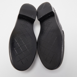 Pre Owned Chanel Black Leather Interlocking CC Logo Loafers Size 38.5