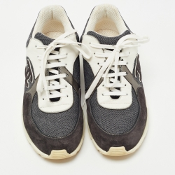 Pre Owned Chanel Black/Grey Suede and Leather CC Sneakers Size39