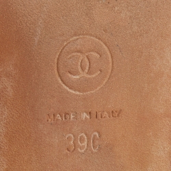 Pre Owned Chanel Red Leather CC Logo Flat Slides Size 39