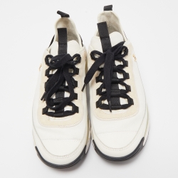 مملوكة مسبقًا Chanel Tricolor Leather, Suede and Fabric CC Low Top Sneakers Size 39