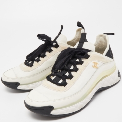 مملوكة مسبقًا Chanel Tricolor Leather, Suede and Fabric CC Low Top Sneakers Size 39