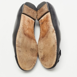 Chanel Black Leather Camelia Ballet Flats Size 40