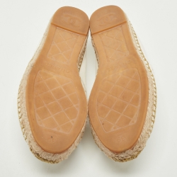 Chanel White Canvas Interlocking CC Logo Espadrilles Loafers Size 39