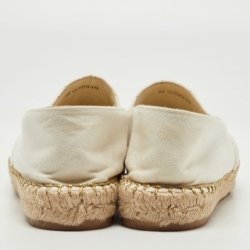 Chanel White Canvas Interlocking CC Logo Espadrilles Loafers Size 39