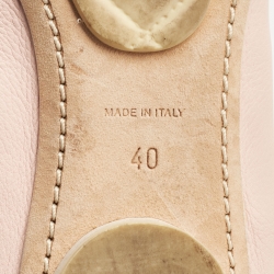 Pre Owned Chanel Pink/Brown Leather and Suede CC Cap Toe Scrunch Ballet Flats Size 40