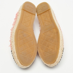 Chanel Tricolor Tweed and Canvas Cap Toe CC Espadrille Flats Size 39