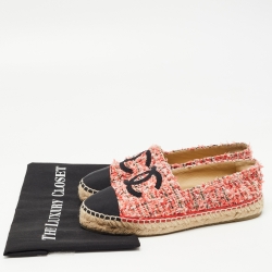 Chanel Tricolor Tweed and Canvas Cap Toe CC Espadrille Flats Size 39